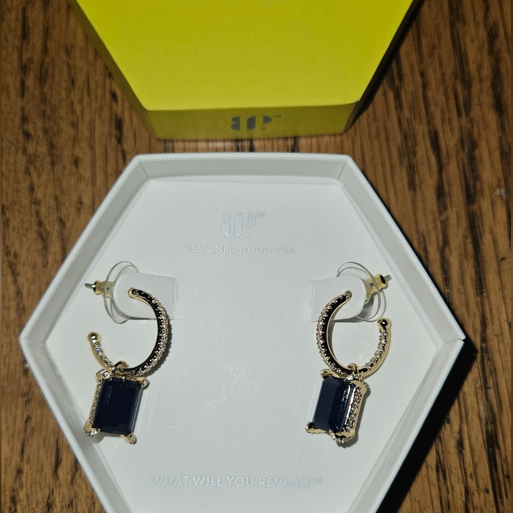 Bomb Party Lab Created Sapphire Fused With Genuine Quartz Earrings